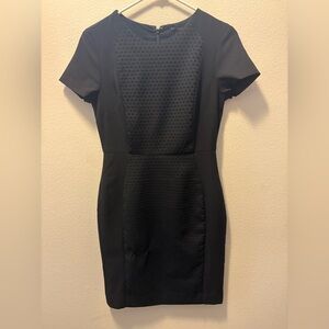 Banana Republic Black Textured Panel Midi Dress